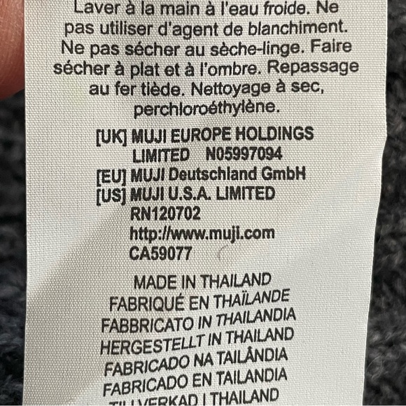 MUJI Charcoal Gray Wool Blend Ribbed Mockneck Sweater - Picture 4 of 6